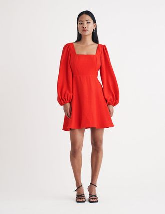 Nobody's Child Red Balloon Sleeve Loredana Mini Dress