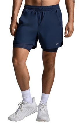 2XU Aero Mesh 2-in-1 5 Inch Short in Mdn/srf at Nordstrom, Size Xx-Large