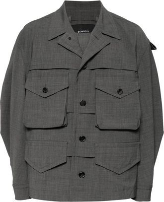 Songzio layered field jacket - men - Polyester/Wool/Polyurethane/Polyester - 46 - Grey