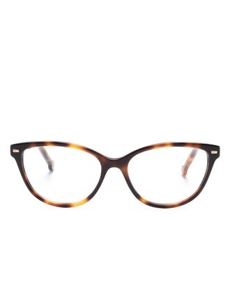 Carolina Herrera Occhiali cat-eye con effetto tartarugato - Marrone