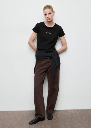 Mango Maglietta cotone logo nero - Donna - S - MANGO