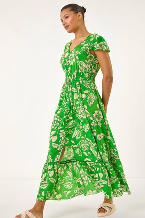 Roman Floral Frill Maxi Dress