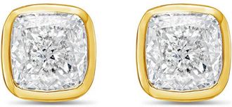 Diana M. Jewels 14KT YELLOW GOLD LAB GROWN CUSHION CUT STUDS IN A BEZEL SETTING WEIGHING 7.00 CTS TW