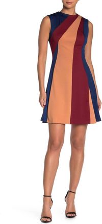 Alexia Admor Colorblock Striped Fit Flare Dress In Multicolor
