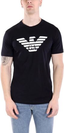 Emporio Armani Pima-jersey T-shirt met logo-opdruk - Heren - T-shirts - Blauw - L - Katoen - Tops