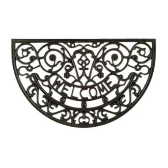 Imports Decor Rosemary Welcome Wrought Iron Rubber Door Mat, Non-Slip Indoor Outdoor Entryway Mat, Natural & Recycled Rubber, Durable & Moisture Resistant