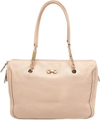 Ferragamo Pre-owned Handbags, female, Beige, Size: ONE SIZE Pre-owned Leather Tote