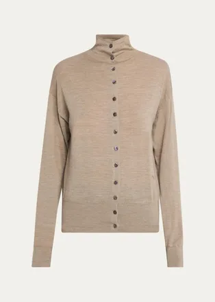 Maria McManus Mock-Neck Wool Cardigan