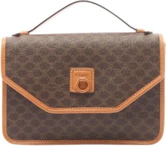 Celine Pre-owned Macadam Coated Canvas Handbag - Dames - Vintage Handtas - Bruin - ONE Size - Leer - Vintage