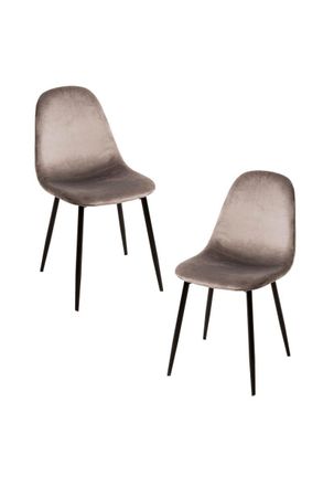 Regalos Miguel Regalos Miguel - Packs Sillas Comedor - Pack 2 Sillas Teok Black Terciopelo - Gris Claro