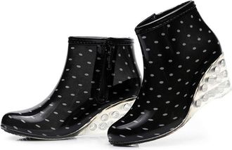 Generic Wellington Boots For Women Short Rain Boots Water Shoes Ladies Waterproof Fashion Flat Wedge Heel Short Rain Boots(White, 5.5)