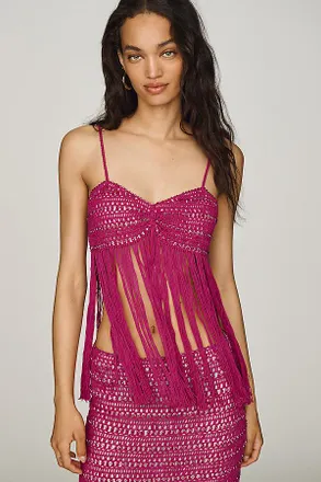 For Love & Lemons Lulu Cotton Fringe Crochet Top