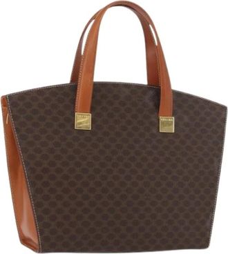 Celine Pre-owned Vintage Macadam Canvas Handtas - Dames - Vintage Handtas - Bruin - ONE Size - Leer - Vintage