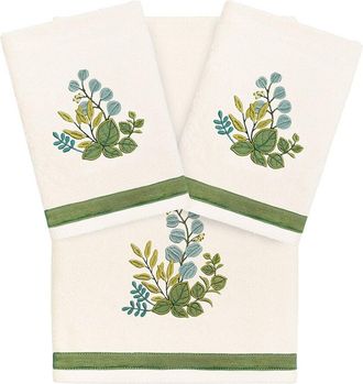 Linum Home Textiles 100% Turkish Cotton Botanica 3Pc Embellished Towel Set