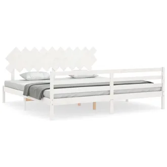 Berkfield Home Bed Frame with Headboard White 200x200 cm Solid Wood