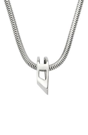 Diesel D Logo Ring Pendant Necklace in Silver at Nordstrom