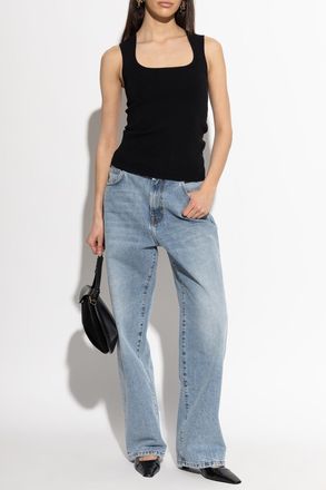 R&oacute;he Fitted Cut Top, Womens, Black