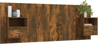 Berkfield Home Classic Bed Headboard with Cabinets Smoked Oak Engineered Wood in Brown