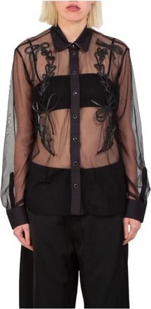 Pinko Veiled Embro Shirt - Dames - Overhemden - Zwart - XL - Katoen - Overhemden
