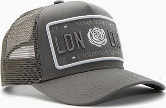 Christian Rose Womens Christian Rose Iconic plate trucker cap - Grey / White