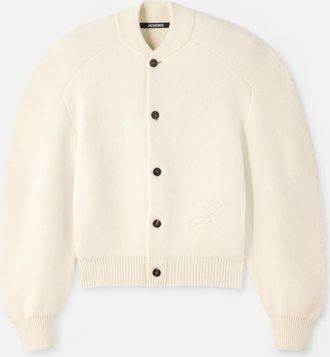 Jacquemus White Embroidered Logo Cardigan