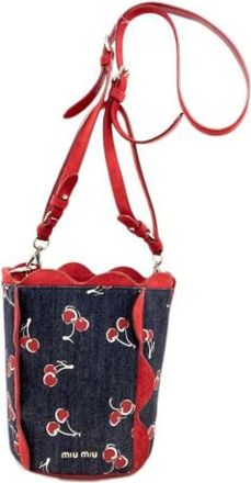 Miu Miu Pre-owned Bucket Bags, female, Blue, Size: ONE SIZE Pre-owned Pouch Shoulder Bag