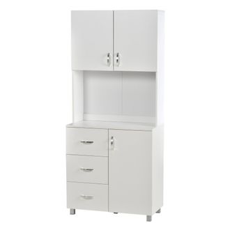 HOMCOM Free standing Kitchen Cupboard - Adjustable Height Storage Unit - White | TJ Hughes