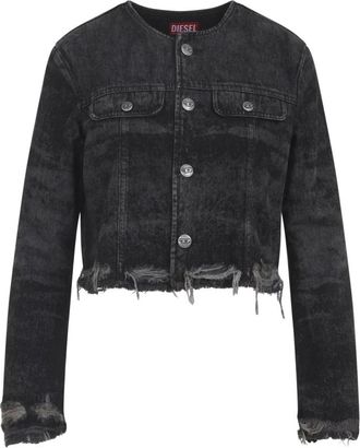 Diesel Grijze Jas Aw 25 Katoen-Hennep Mix - Dames - Spijkerjassen - Grijs - M - Katoen - Jassen