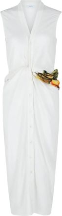Ferragamo Womens Twisted Belt Midi Dress In Bone