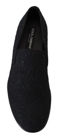 Dolce & Gabbana Mens Floral Jacquard Loafer Black Viscose Cotton Silk