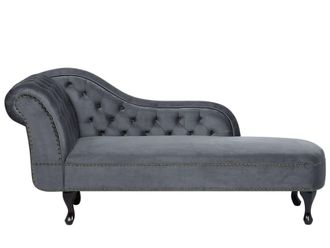 Beliani Chaise longue izquierdo terciopelo gris