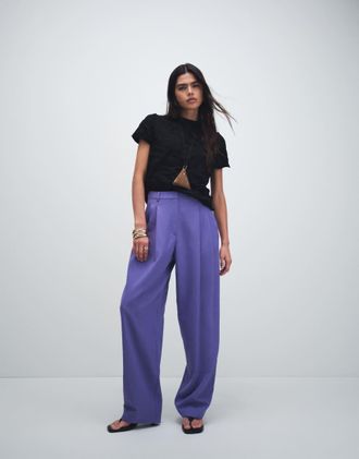 Asos Pantaloni sartoriali ampi affusolati viola