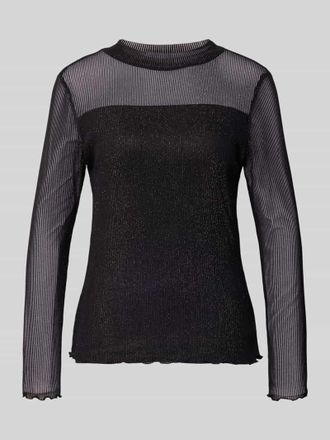 s.Oliver Black Label Slim Fit Langarmshirt mit Effektgarn in Black, Gr&ouml;&szlig;e 38