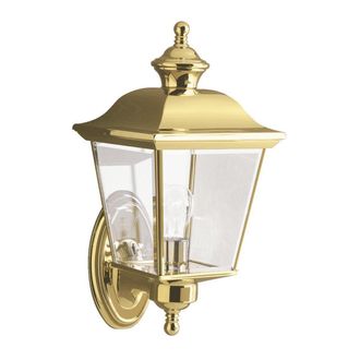 Netlighting Bay Shore 1 Light Medium Outdoor Wall Lantern Polished Brass IP44 E27 in Yellow