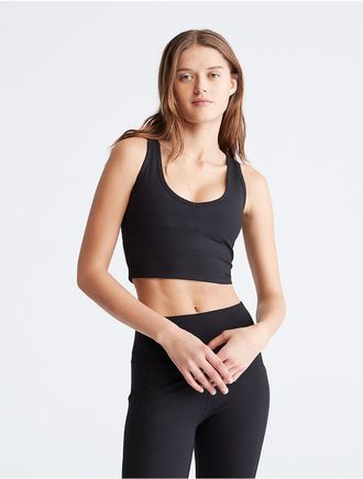 Calvin Klein Womens Performance Embrace Low Impact V-Neck Strappy Sports Bra - Black - XL