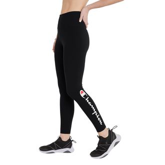 Champion Authentic, Moisture Wicking, 7/8 Leggings for Women, 25 (Plus, Black Script, M