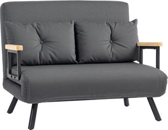 HOMCOM Homcom - Click Clack Bed Settee for Living Room, Guest Room Dark Grey-Two Seater