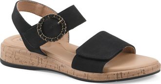 White Mountain Bonique Corck Wedge Sandal in Black/Sueded/Smooth at Nordstrom Rack, Size 6.5
