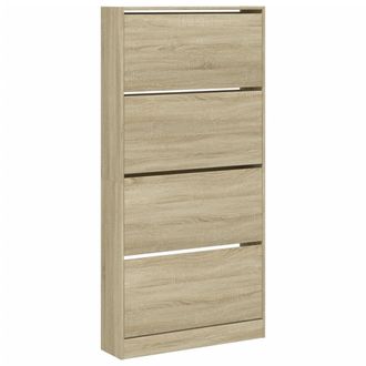 vidaXL Vidaxl - Mueble Zapatero 4 Cajones Abatibles Roble Sonoma 80x21x163,5 Cm