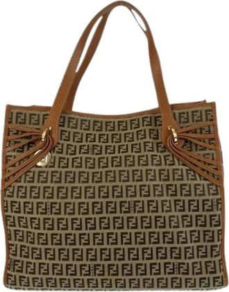 Fendi Pre-owned Shoulder Bags, female, Brown, Size: ONE SIZE Pre-owned Canvas Shoulder Bag
