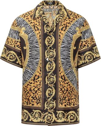 Versace Camicia leopardata - Nero