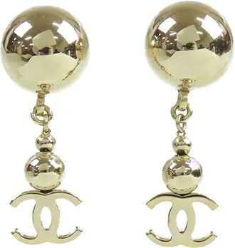Chanel 2021 CC Gold Plated Swing Push Back Earrings costume earrings - Goud