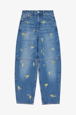 Ganni Blue Stary Jeans in Printed Denim - Size 24W/33L Organic Cotton