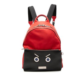 Fendi Pre-owned Fendi Nylon and Leather Faces Backpack Ladies 7VZ012 SLD 178 8762
