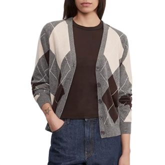 Enza Costa Knit Cashmere Cardigan In Argyle