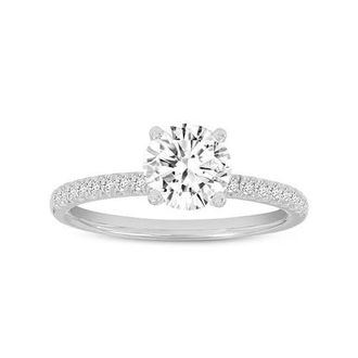 LuvMyJewelry Isabella 14K White Gold Round Cut Lab Grown Diamond Halo Engagement Ring - 1.2 ctw at Nordstrom, Size 6.5