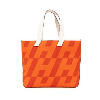 Herm&egrave;s Pre-owned Hermes Toile H and Swift Cabas H en Biais 40 Ladies U