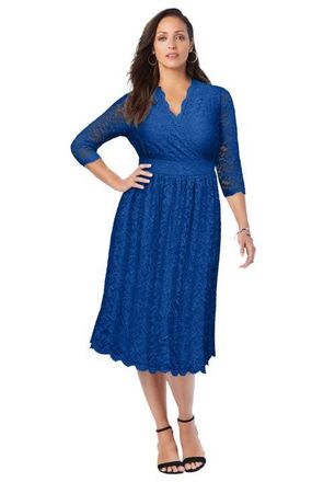 Jessica London Stretch Lace A-Line Dress in Dark Sapphire at Nordstrom, Size 24