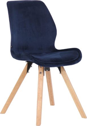 Clp Silla con patas de madera y asiento en Terciopelo Azul