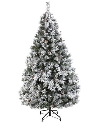 Nearly Natural 6Ft Flocked White River Mountain Pine Artificial Christmas Tree